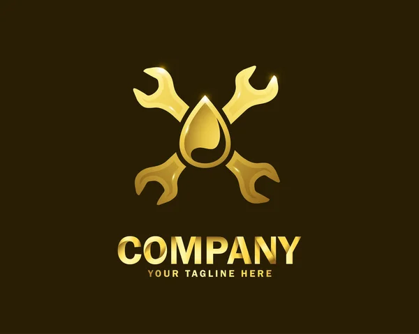 Luxury Gold Drop Repair Logo Design Template Dark Background — Stock Vector