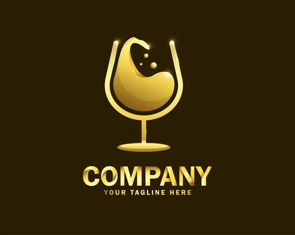 Luxury Gold Wine Logo Design Template Dark Background — Stock Vector