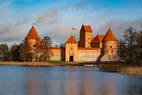 Castelo Medieval Trakai Vilnius Lituânia Europa Oriental Localizado Entre Belos — Fotografia de Stock