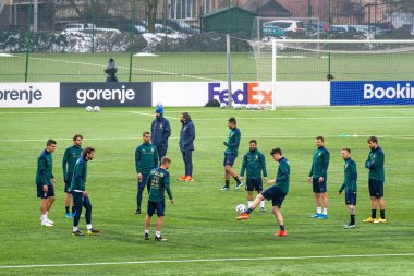 Vilnius, Litvanya - 30 Mart 2021: Litvanya - İtalya, Katar 2022 Dünya Kupası ön eleme karşılaşması öncesinde İtalya futbol takımı