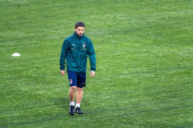 Vilnius, Litvanya - 30 Mart 2021: İtalya ve Inter player Sensi Litvanya - İtalya, Katar 2022 Dünya Kupası ön eleme maçında