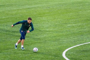 Vilnius, Litvanya - 30 Mart 2021: İtalyan ve Lazio oyuncusu Ciro Immobile Litvanya - İtalya, Katar 2022 Dünya Kupası ön eleme karşılaşması
