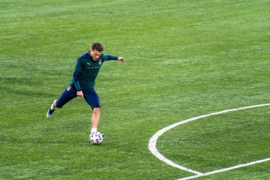 Vilnius, Litvanya - 30 Mart 2021: İtalyan ve Lazio oyuncusu Ciro Immobile Litvanya - İtalya, Katar 2022 Dünya Kupası ön eleme karşılaşması