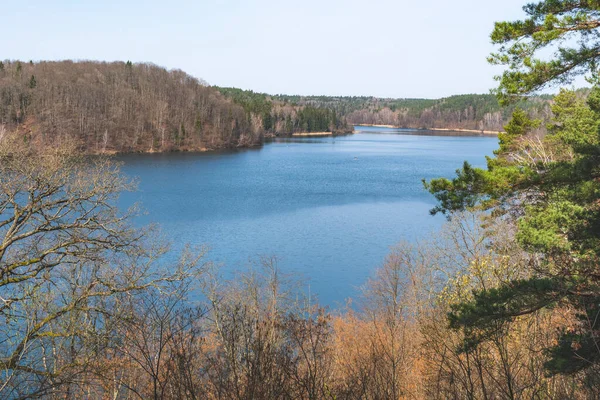 Lago Verde Vilnius Lituânia Vista Aérea Lago Cercado Por Floresta — Fotografia de Stock