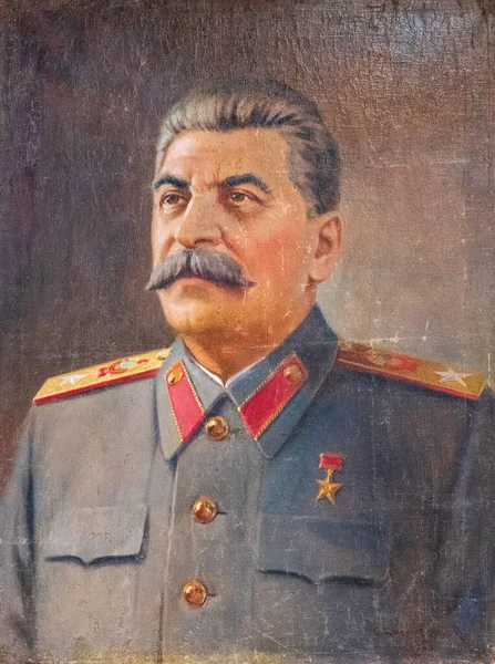 Druskininkai Lithuania May 2021 Stalin Old Oil Painting Russian Revolutionary — Stock Photo, Image