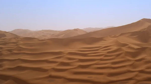 Scenic Wide Aerial Drone Shot Barren Drought Sand Dunes Xinjiang — Stock Photo, Image