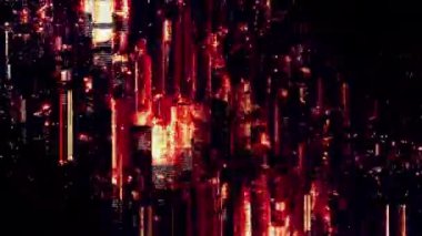 Hipnotik soyut trip dijital kod siber hata arka plan 3D animasyon döngüsü. Bir bilgisayar hacklemesini tasvir eden blok grafikleri ve kod parçalarıyla birlikte psikedelik stil yapay zeka arka plakası.