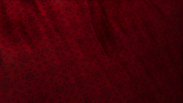 Традиційний Елегантний Азіатський Подвійне Щастя Червоний Колір Махаючи Петлею Тканини — стокове відео