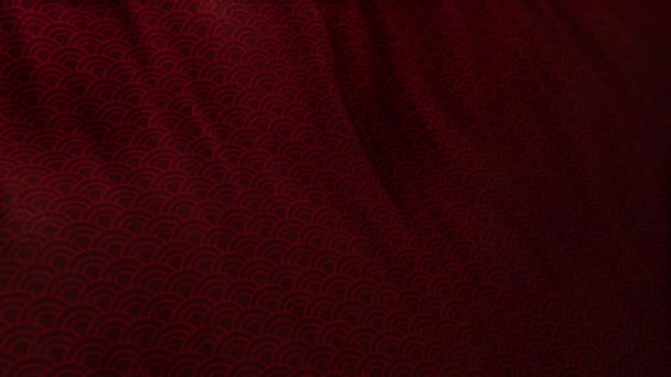 Modèle Vague Asiatique Élégant Traditionnel Couleur Rouge Sur Tissu Bouclé — Video