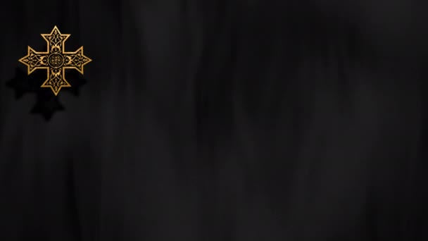 Литургический Бархат Золотым Христианским Православным Крестом Анимации Фон Поклонения Живой — стоковое видео