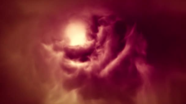 Ethereal Sonho Como Abstrato Gigante Túnel Nuvens Vermelhas Nebulosa Mágica — Vídeo de Stock