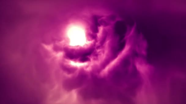 イーサリアルな夢のような抽象的なピンクの巨大な雲のトンネル 無限の魔法の星雲が渦を渦巻くファンタジー 現代のスピリチュアリティ催眠 不安の集中に関する3Dアニメーション — ストック動画