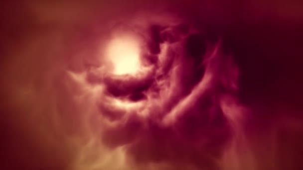 Göksel Rüya Gibi Soyut Dev Kırmızı Bulut Tüneli Sonsuz Sihirli — Stok video