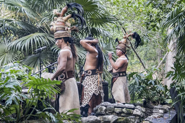 Xcaret Park Riviera Maya Mexico Maya Dansers Zomer Theater Een — Stockfoto