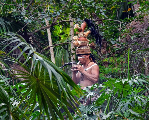 Xcaret Park Riviera Maya Mexiko Maya Dansare Sommarteatern Temapark Resort — Stockfoto