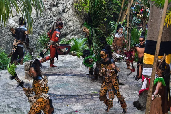 Xcaret Park Riviera Maya Mexico Maya Dansers Zomer Theater Een — Stockfoto
