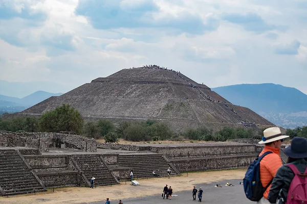 Teotihuacn Vista Pirâmide Sol Tradução Lugar Onde Homem Torna Deus — Fotografia de Stock