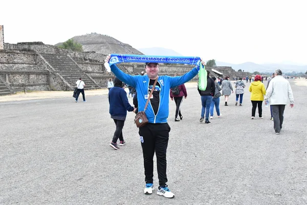 Turistas Complexo Arqueológico Teotihuacan Origem Deste Lugar Civilização Que Construiu — Fotografia de Stock