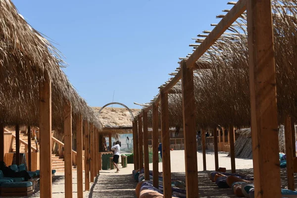 Praias Construção Tradicional Orange Bay Hurghada Mar Vermelho Egito Mais — Fotografia de Stock