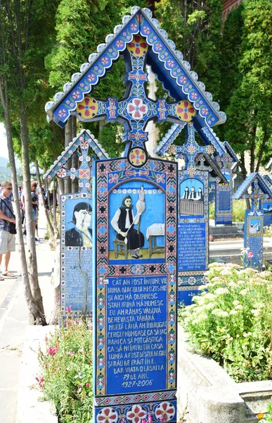 Cruz Del Cementerio Merry Spna Maramure Único Lugar Mundo Donde — Foto de Stock