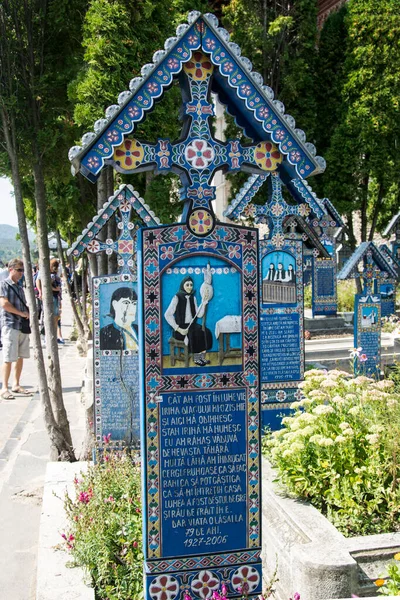 Cruz Del Cementerio Merry Spna Maramure Único Lugar Mundo Donde — Foto de Stock