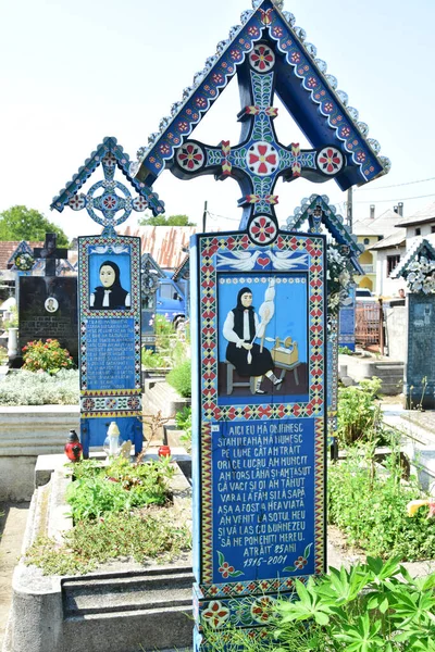 Het Kruis Van Merry Cemetery Spna Maramure Enige Plek Ter — Stockfoto