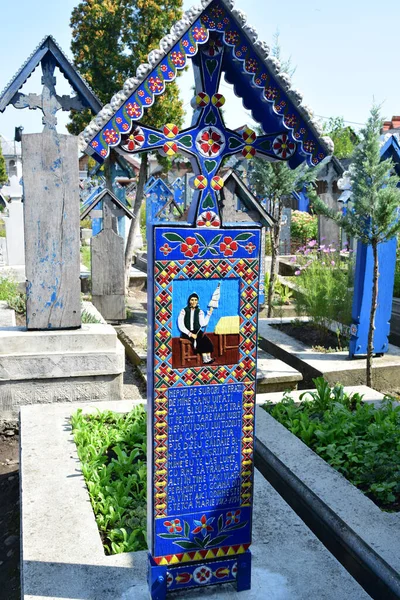Cruz Del Cementerio Merry Spna Maramure Único Lugar Mundo Donde —  Fotos de Stock