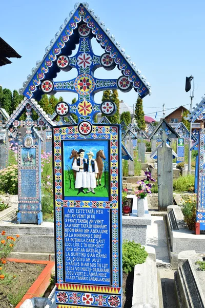 Cruz Del Cementerio Merry Spna Maramure Único Lugar Mundo Donde — Foto de Stock