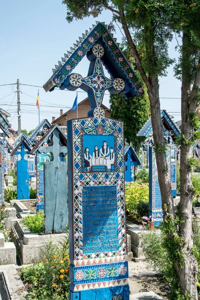 Cruz Del Cementerio Merry Spna Maramure Único Lugar Mundo Donde — Foto de Stock