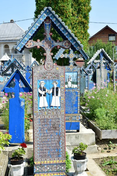 Cruz Del Cementerio Merry Spna Maramure Único Lugar Mundo Donde — Foto de Stock