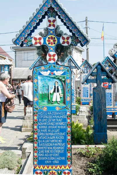 Cruz Del Cementerio Merry Spna Maramure Único Lugar Mundo Donde — Foto de Stock