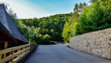 Iza Vadisi 'nin tarihsel Maramures manzarası. Sabahın sessizliği ve doğanın birden fazla gölgesinde yeşilliğin eski çağlardan kalma donmuş gibi göründüğü manzaralar.