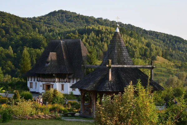 Museum Barsana Orthodox Monastery Building Built Traditional Architectural Style Maramures — Stock Photo, Image