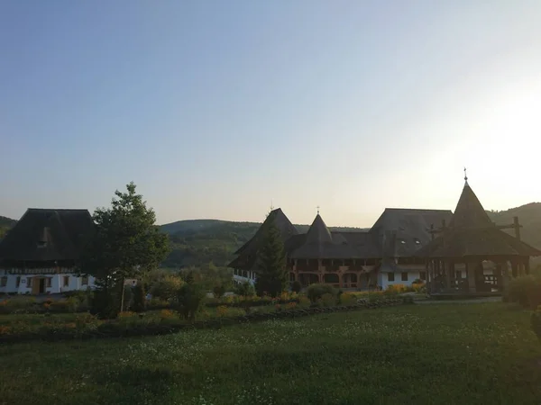 Barsana Orthodox Abbess Multi Storey Building Maramures Style Wooden Churches — Zdjęcie stockowe