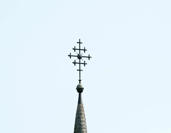 Croix Orthodoxe Roumaine Sapanta Peri Maramures Fer Forgé Avec Feuille — Photo