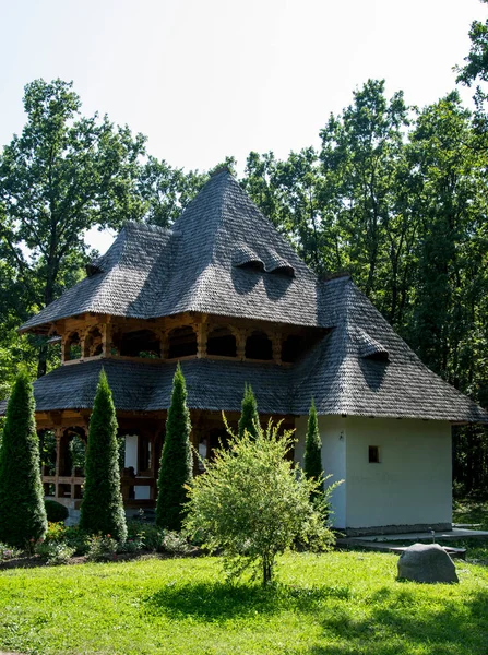 Loja Mosteiro Sapanta Maramures Construindo Dois Níveis Estilo Maramures Com — Fotografia de Stock