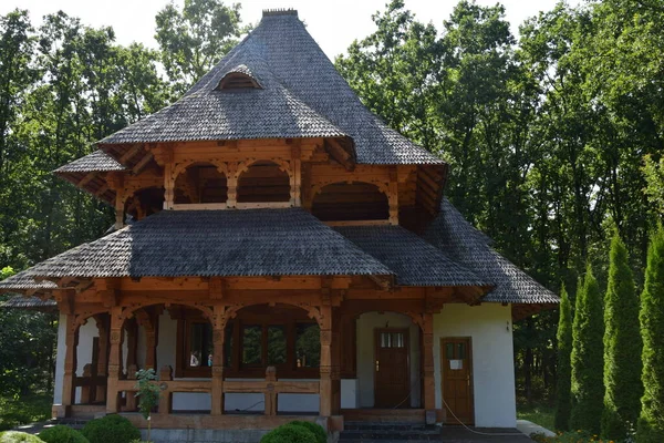 Loja Mosteiro Sapanta Maramures Construindo Dois Níveis Estilo Maramures Com — Fotografia de Stock