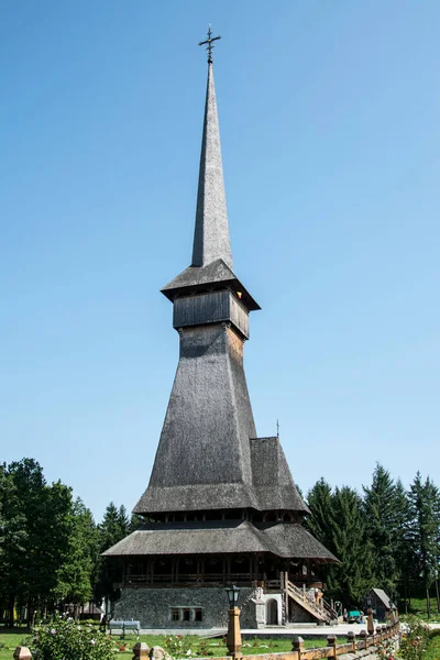 Kyrkan Sapanta Peri Kloster Maramures Byggd Helt Trä Med Singel — Stockfoto