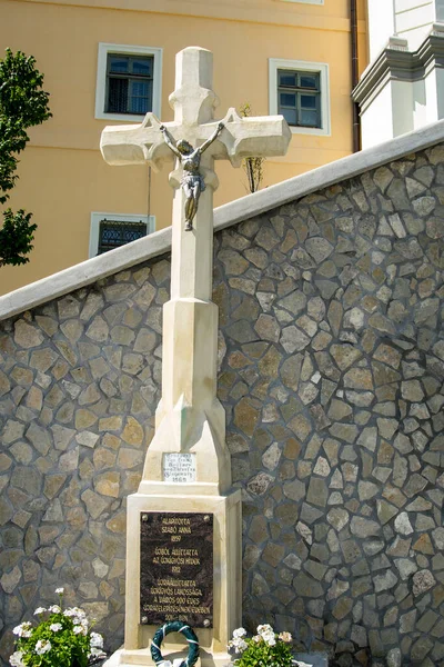 Catholic Cross Mary Monastery Radna Catholic Cross Depicts Christ Who — Stock Photo, Image