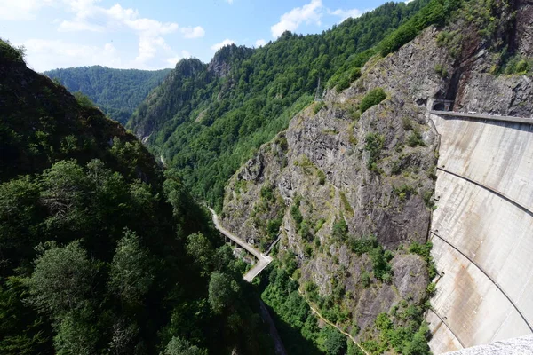 位于Pleaa和Vidraru斜坡之间的Fagaras山脉的Vidraru大坝 用于发电和灌溉 现在已成为旅游和极限运动的场所 — 图库照片