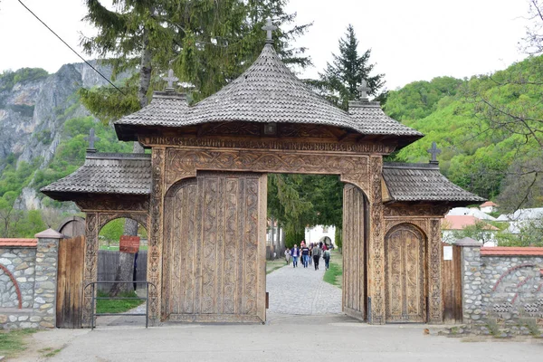 Maramures kapısı, meşe ağacından yapılmıştır, genellikle farklı geleneksel çiçek motiflerine sahip en az üç sütun ve kapının üst eşiği kiremitlerle kaplıdır.