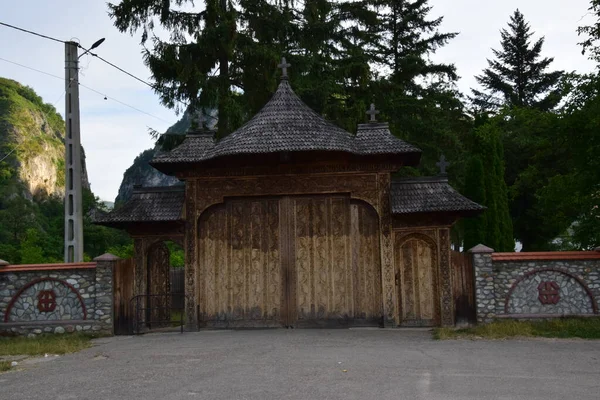 Porte Maramures Construite Bois Chêne Généralement Sur Moins Trois Piliers — Photo