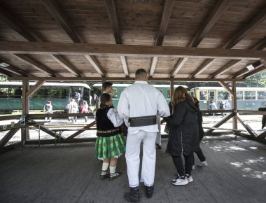 Maramures folklor kostümü giymiş ayıklık, fantezi ve modası geçmiş dansçı, bölgenin karakteristik halk dansları anını tamamlıyor. Oyun küçük adımlarla karakterize edilir.