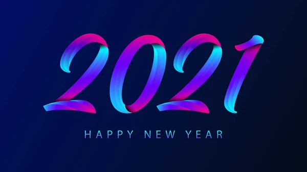 Šťastný Nový Rok 2021 Barevné Písmo Design Pro Blahopřání Plakát — Stockový vektor