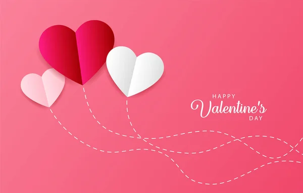 Feliz Día San Valentín Corazones Con Fondo Rosa Ilustración Vectorial — Archivo Imágenes Vectoriales