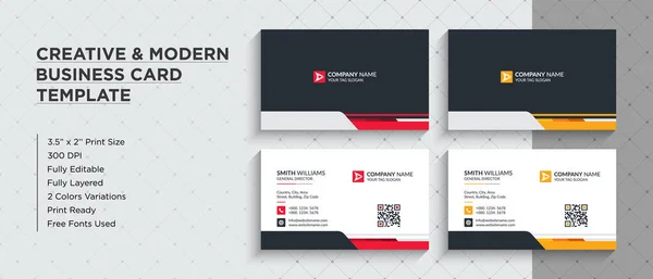 Modern Profesyonel İş Kartları. Bu isim kartı iki farklı renk sürümünde (Kırmızı & Turuncu) - Kurumsal Kimlik Şablonu.