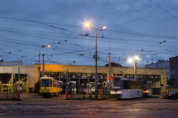 Szczecin West Pomeranian Poland 2020 Tramvaje Skladu Připravují Práce — Stock fotografie