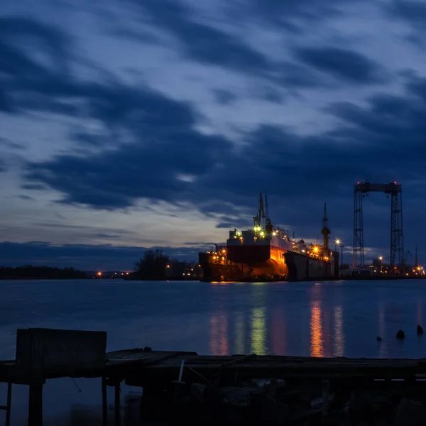Szczecin West Pomeranian Poland 2020 Fartyg Reparationsbrygga Ett Varv — Stockfoto