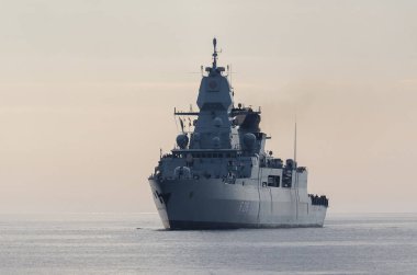 BALTIC SEA - 2021: A frigate of the German Navy flows at sea 