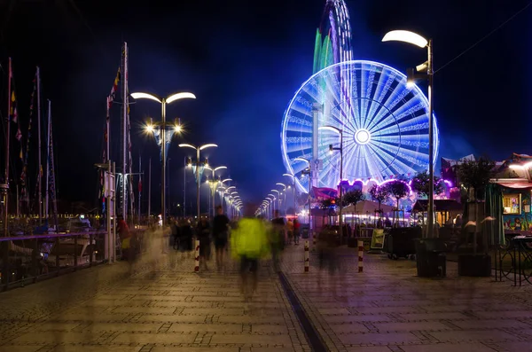 Szczecin West Pomeranian Polónia 2021 Parque Diversões Roda Gigante Área — Fotografia de Stock